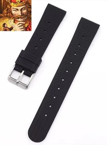 Cinturino Gomma subacqueo Waffle Stile Seiko 20 mm nero black fibbia lucida - Imagen 1 de 3