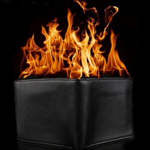 Magic Trick Flame Fire Wallet Leather Magician Stage Perform Street Prop S YKS1U