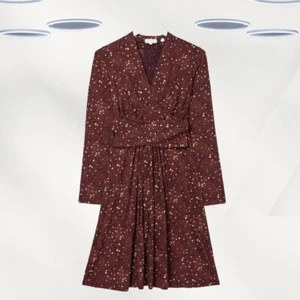 Ex Fat Face Women's Long Sleeve Dot Jersey Dress in Purple - Picture 1 of 4