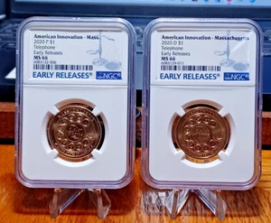 2020 P&D USA Phone Mass. NGC MS66 ER (2 Coins P&D) - Picture 1 of 6