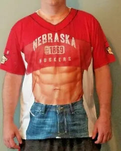 Nebraska Huskers Big 10 6 pack abs football Large shirt NEW - Picture 1 of 4