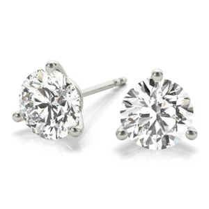 Diamond Stud Earrings E VS Round 1.5 CT AGI Certified Lab created 14K White Gold - Picture 1 of 13