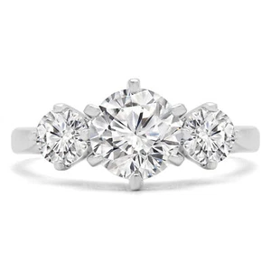 0.78 CT Round SI1 F Diamond Three Stone Engagement Ring 14K White Gold - Picture 1 of 5