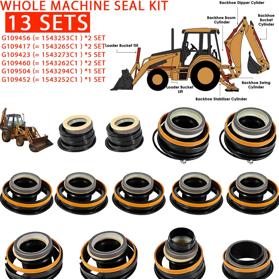 Hydraulic Cylinder Seal fit For Case 580SD 580E 580SE Backhoe Whole Machine - Image 1 of 4
