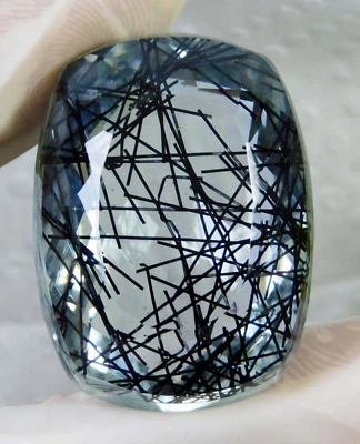 83.50 Ct. Large Black Rutilated Quartz Cushion Cut Loose Gemstone Gift for Women - Image 1 of 4