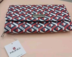 Portafoglio donna pochette Nautica blu rosso bianco chiusura zip blocco RFID carta di credito  - Foto 1 di 6