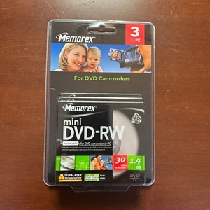 Memorex Mini DVD-RW 3 Pack 1.4GB 30 min DVD Camcorder PC Duralayer New Sealed - Afbeelding 1 van 5