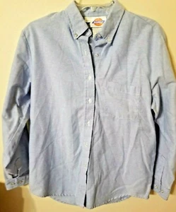 womens size 12 Dickies 1 pocket blue pin tuck button up button down - Picture 1 of 12