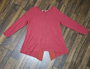 SOFT SURROUNDINGS Long Sleeve Tunic Womens Size L Leda Maroon Rayon Polyester - Picture 1 of 4