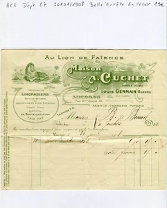 Dept 87 - Limoges 15 Rue Haute Vienne - beautiful header earthenware sector 1908 - Picture 1 of 1