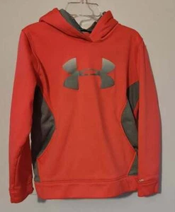 Under Armour Girls YLG L 14/16 Coral Pink & Gray Hoodie Sweatshirt Pullover - Picture 1 of 3