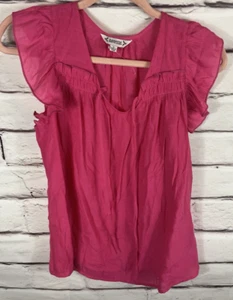Nuovo! Blusa donna Nanette Lepore taglia S rosa manica corta con volant - Foto 1 di 4