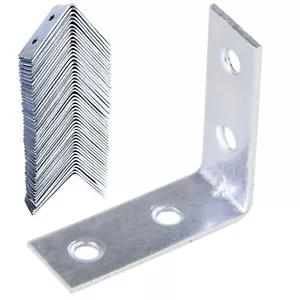 20x STEEL 90 DEGREE ANGLE BRACKETS 40mm Metal Braces Joist Corner Mending Plate - Picture 1 of 3