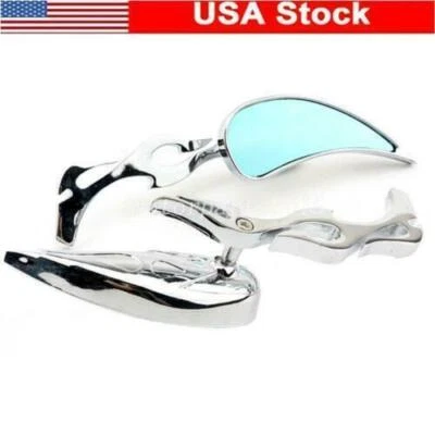 Espejos retrovisores cromados azules para Kawasaki Vulcan VN 1700 1600 1500 2000 900 800 Foto 1 de 4