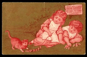 Maison Demorest Patterns ( Children and Cat ) Trade Card - Picture 1 of 2
