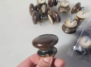 Retro Wooden Cupboard Knob Drawer Handle Pull Old Turned Wood Dresser -£3each - Picture 1 of 10