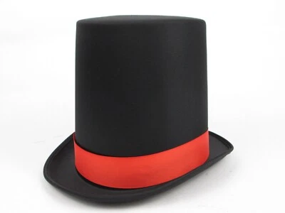 8" BLACK LINCOLN GENTLEMAN VICTORIAN RINGMASTER DICKENS COSTUME TALL TOP HAT - Image 1 of 2