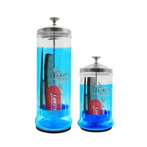 Stylish Barber Glass Disinfectant Jar Disinfecting Jar with Removable Basket - Picture 1 of 4