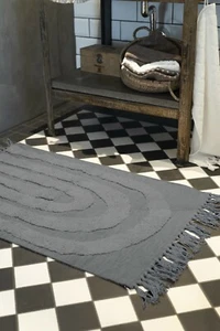 Teppich Badematte Läufer Tareq grau Baumwolle 60 x 90 cm Skandi Nordic - Bild 1 von 2
