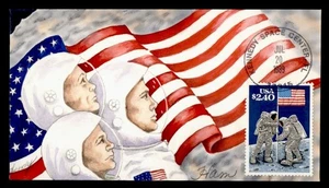 DR WHO 1989 FDC SPACE MOON LANDING PRIORITY $2.40 HAM HAND COLORED CACHE M61229 - Picture 1 of 2