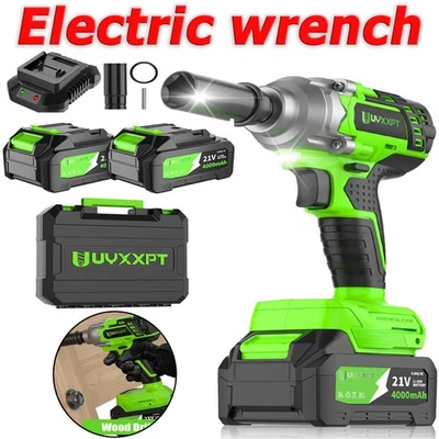 E-AUTOTECH Brushless Cordless 3/4" High Torque Electric Impact Wrench + 2 Batteries 2025