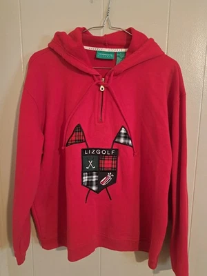 Suéter De Colección Liz Claiborne LIZGOLF Mujer L Bordado Tejido Años 90 Cuadros Rojo Verde Foto 1 de 4