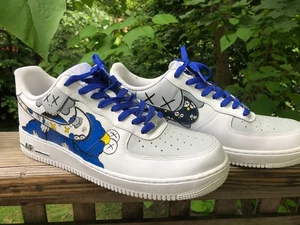 Air Force 1 Nike White Custom Painted Men’s Size 11.5 Kaws Inspired Skull Motif - Picture 1 of 8