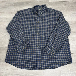 L.L. Azul frijol a cuadros manga larga todo algodón abotonado para hombre 2XL - Imagen 1 de 6