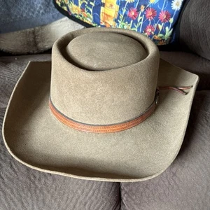 Beaver Brand Hats Deep Tan Suede Leather Western Fedora Cowboy Hat Men's M - Picture 1 of 7