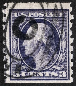 US Sc 394 Violet¢ 1910 p.8 1/2 SLWm Coil Used Blk Oval Parcel Cancel - Picture 1 of 1