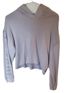 VICTORIA SECRET PINK LOUNGE PULLOVER SWEATSHIRT Medium Hoodie Cropped Schnürung  - Bild 1 von 9