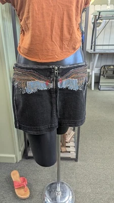 Miss Sixty винтажный Y2k черный мини юбка микро размер большой - Изображение 1 из 4