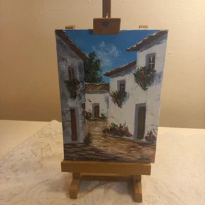 Original Artwork Barcelona 5x7” Oil On Canvas W/Easel Signed By Artist OOAK - Picture 1 of 13