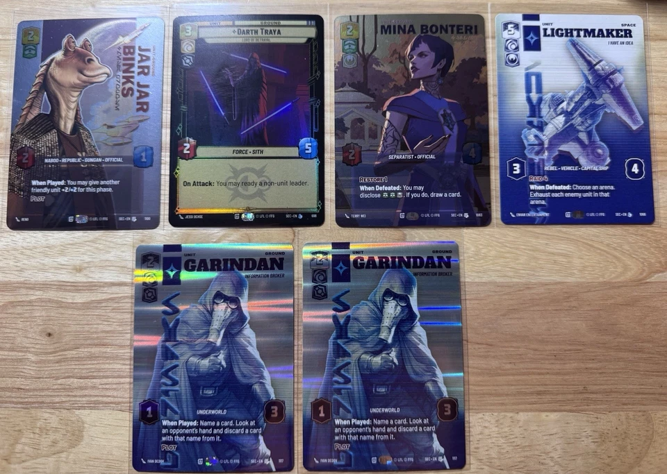 Lote de 6 cartas Star Wars Unlimited Secrets of Power Foto 1 de 2