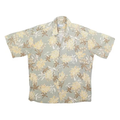 HALF MOON BAY Mens Beige & Brown Floral Cotton Shirt L Summer Casual Hawaiian - Image 1 of 4
