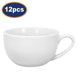Cappuccino Cup White Porcelain Round Coffee Tea Cup Hot Chocolate 270ml 12Pcs - Picture 1 of 4
