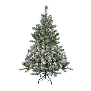 Northlight 4.5" Flocked Natural Emerald Artificial Christmas Tree - Clear Lights - Imagen 1 de 5