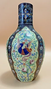 Nineteenth Century Bohemian Harrach Enameled Moroccan Ware Opaline Glass Vase - Picture 1 of 24