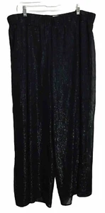 I.N. Studio Women Wide Leg Palazzo Black Sequence Pull On  Elastic Waist 2X - Picture 1 of 5