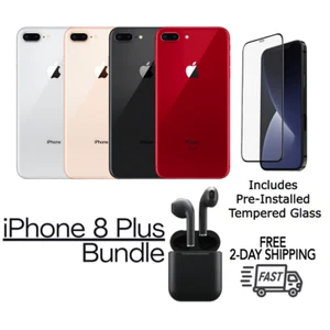 Apple iPhone 8 Plus Fully Unlocked 256GB Silver with Tempered and Earbuds (Good) - Afbeelding 1 van 5