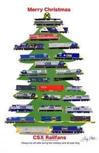 Poster CSX albero di Natale 11""x17"" firmato Andy Fletcher - Foto 1 di 1
