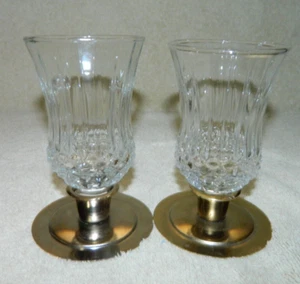 2 Vintage Home Interiors Small Cathedral Clear Glass Votive Cups 4 3/4"Tall - Picture 1 of 7