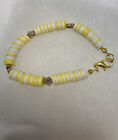 Special Dancer Against Cancer Yellow And White  Bracelets With Gold Star Charms