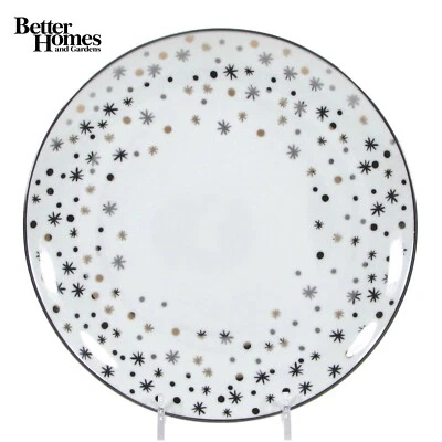 NUEVO Plato de ensalada Better Homes & Gardens GOLD STAR 8" platino plata Navidad Foto 1 de 4