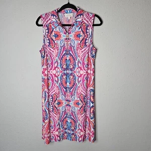 Ivy Road Dress Floral Paisley Bright Pink Blue Sleeveless Stretchy Size M Medium - Picture 1 of 11