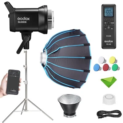 Godox SL60IIBi 75W Bi-Color COB LED Video Light 2800-6500K + 60CM Softbox+ Stand - Image 1 of 4