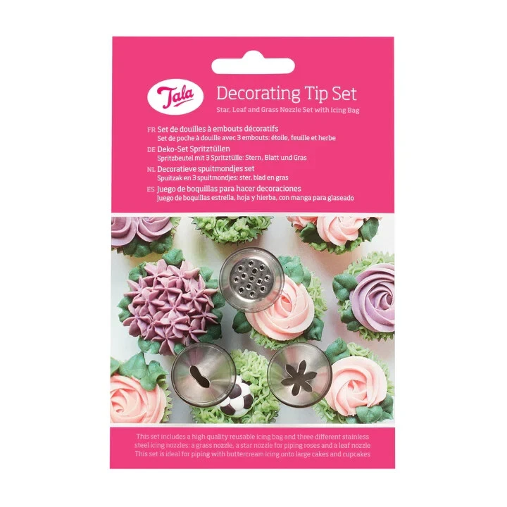 TALA DECORATING SET  STAR LEAF AND GRASS NOZZLES WITH ICING BAG - Image 1 of 1