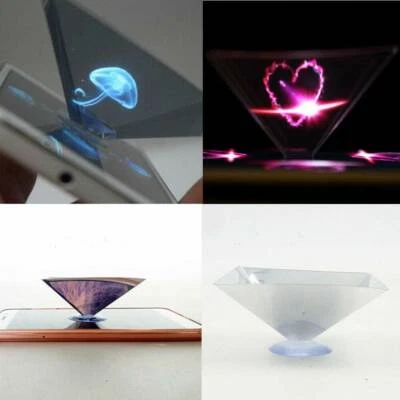 Hologram Projector Display for Mobile Phones Holographic Pyramid Video Stand UK - image 1 of 4
