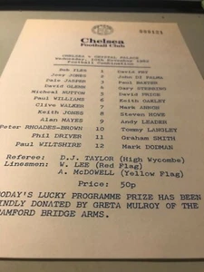 Chelsea Reserves v Crystal Palace 1982/83 single sheet, Football Combination - Picture 1 of 1