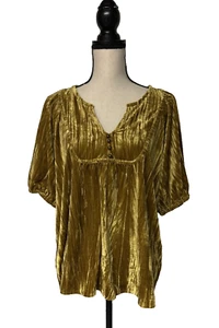 Maurices Crushed Velvet Boho Bauern Top Amber Gold Gr. L - Bild 1 von 7